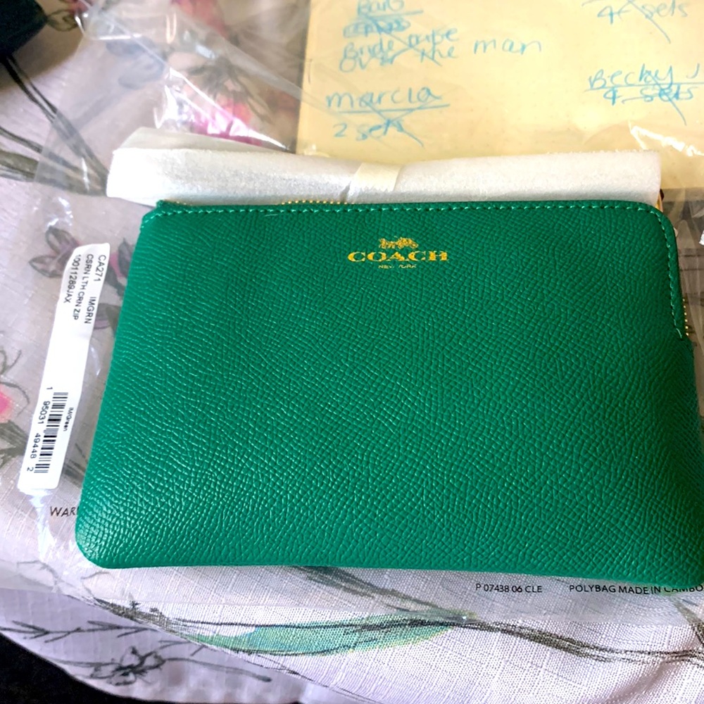 Beautiful Green Coach Wristlet